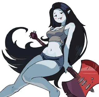I’m so in love with (Marceline) she’s the sexiest character in adventure time and one of my many cartoon crushes, and it’s obviously why. She’s a goth vampire who love metal music and those are the thing that I like