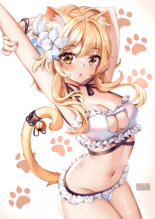 Lumine In Neko Lingerie! | By SquChan