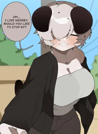 W-Would you like to stop by my home? I live not too far from here, o-only if you'd like of course! (I want to be your bunny neighbour who you met and have been talking to)