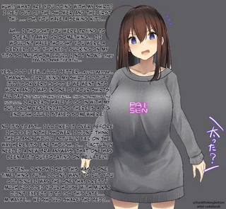 This is part 2 of the productive coworker story. Sometimes I wish I had a cute coworker like her. [wholesome] [no sex] [she looks cute in your shirt] [implied milking] [poor bra] artist: oekakizuki