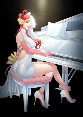 A stunning Uta playing the piano (Liliica) [one piece]