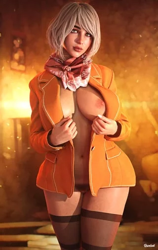 Ashley Graham wearing only her jacket (ravelent) [resident evil] 