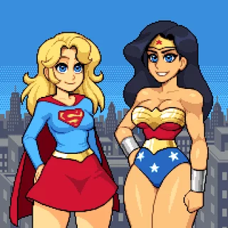 Supergirl getting sneak peak of Wonder Woman [DC Comics] (GuilhermeRM)