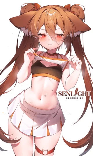 Cute Brunette Cheerleader Lifting Up Her Top (by senlight) [Original]