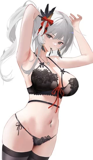 Tying her Hair 