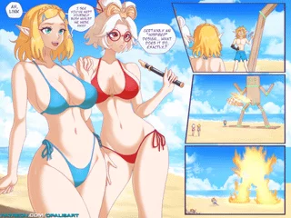 Zelda and Purah in tiny bikinis (Opalisart) [The Legend of Zelda]
