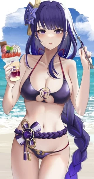 Eating parfait at the beach (By やみきょん＠お仕事募集中)