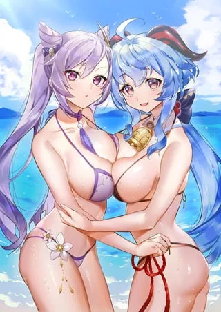 Beach Babes Ganyu And Keqing