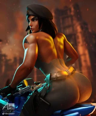 Pharah riding a bike (Genjitsu-Art)