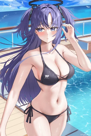 Yuuka near the pool and ocean (Shem Kakoかこのせいむ)