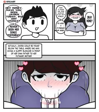 Haaaa…haaa~ Y-Yes hubby! Our daughter’s….nngh~ Outside getting her ovaries claimed by FAT girlcock~! Haha…getting her holes hammered…someone oughta be using and abusing her tight, warm throatpussy like a toy right now…that goddamn rapebait~ She deserves Mommy’s gigantic girldick right now~~!