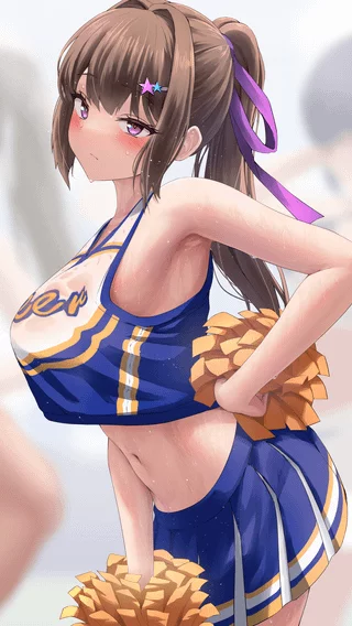 Sweaty Ponytailed Brunette Cheerleader (by silverbullet) [Original]
