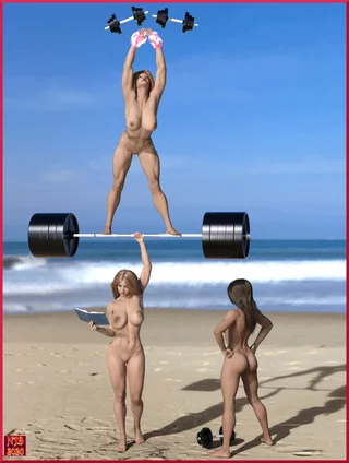 Ashe Girls Beach Workout (Nathanomir - link to the original post on DeviantArt in the comments)