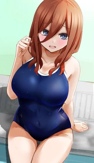 Miku Sitting By The Pool In Her School Swimsuit [The Quintessential Quintuplets]