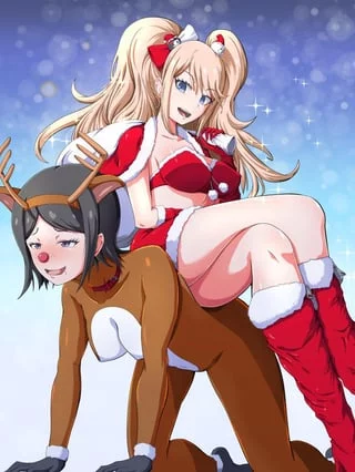 Junko and her pet reindeer Mukuro [Danganronpa] (おしざー)