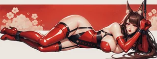 Akagi (Azur Lane) in red latex