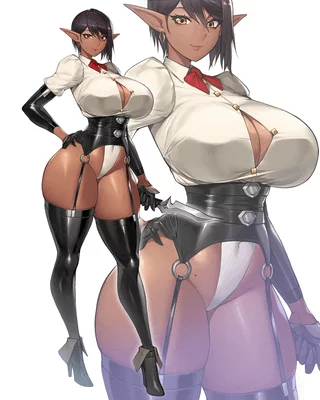 Amber Eyed Lewd Body Leotard Wearing Dark Elf (gurimjang ) [Original]