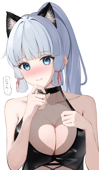 Embarrassed catgirl Ayaka [Genshin Impact]