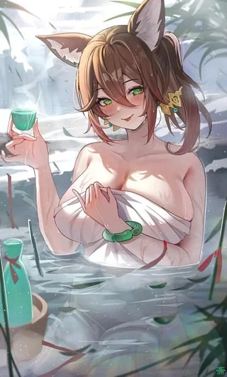 The water feels great, come join me! (I want to relax together with you!)