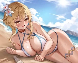 Lumine at the beach [Genshin Impact]