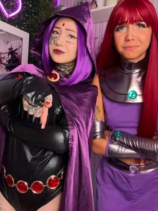 Starfire [Teen Titans] by me (SkyleCherry) and @momoitenshi as Raven