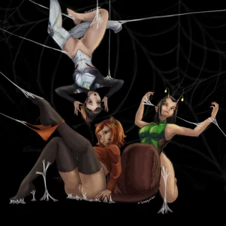 Penny Parker, Mantis, Squirrel Girl caught in a web [Marvel Rivals] (GhostlyCream)