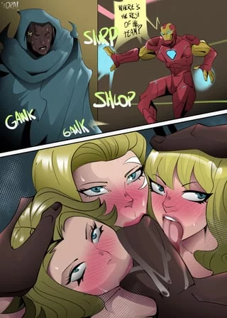 Cloak, Iron Man, Sue Storm Invisible Woman, Dagger, Magik - triple blowjob under the cloak (Indra) [Marvel Rivals]