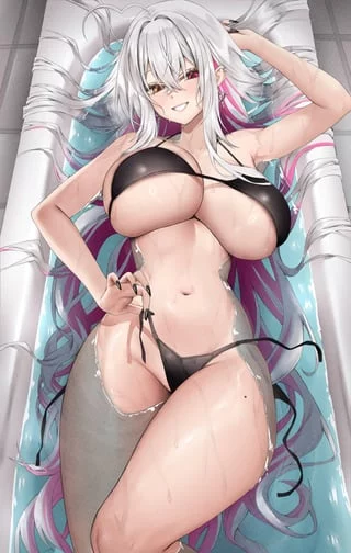 Wearing a swimsuit in a bathtub