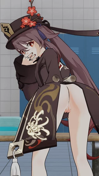 Hu Tao forgot she wasn't wearing any underwear (by me)