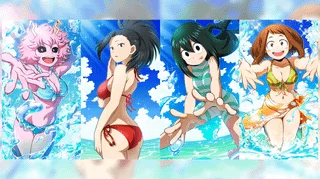 (My Hero Academia) girls having fun at the beach!