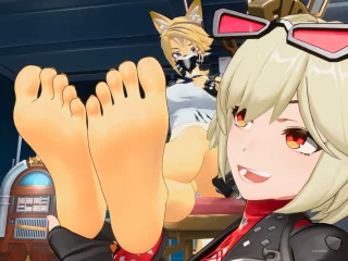 Burnice getting ready to worship Pulchra\'s Feet [Zenless Zone Zero]