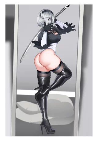 2B\'s mirror selfie to motivate 9S [Nier]