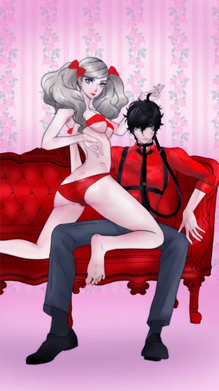 Ann and Joker Celebrating Valentine\'s Day with a Bang (by @cypher_ink)