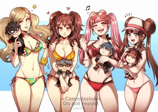 My twintail comm of Ann, Rise, Hilda, and Rosa (gzei)