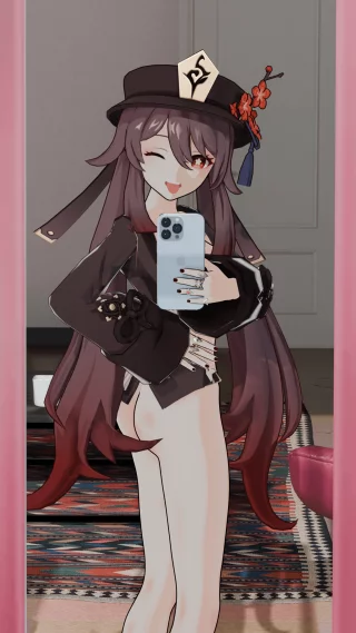 Hu Tao showing her ass in the mirror (pengnsfw)