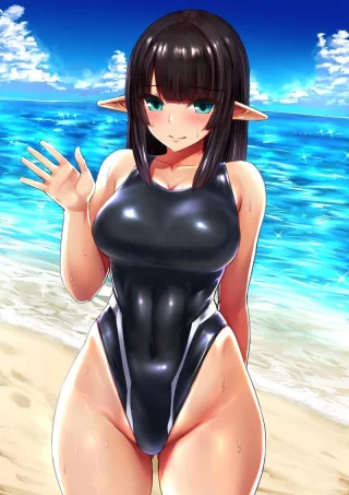 Elf in a Swimsuit (Isimiso on Pixiv) [Artist\'s OC]