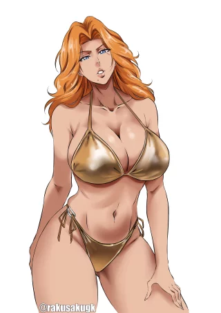 Mommy Rangiku in golden bikini