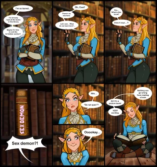 Zelda in a library (The Legend of Zelda)