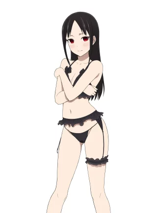 Kaguya Embarrassed While Wearing Her Lingerie