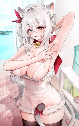 Catgirl spreading her armpit