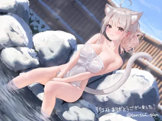 At a onsen in winter