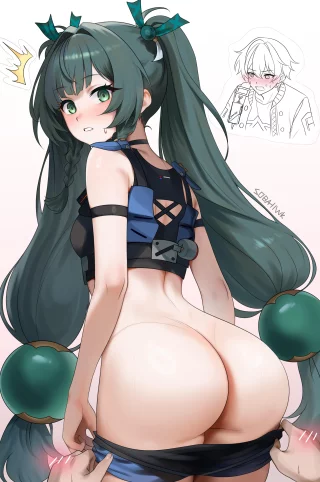 Qingyi wearing no panties (soba11) [Zenless Zone Zero]