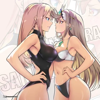 Samus vs Mythra (munedraws on Bluesky) [Metroid & Xenoblade Chronicles]