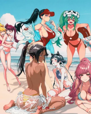 Summer Nelliel, Unohana, Soi Fon, Yoruichi, Riruka, Ninny, which (Bleach) slut looks the sexiest here 🤔