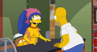 Jeremy & Marge Caught In Krusty Burger By Homer!