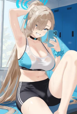 Asuna Taking a Locker Room Selfie [Blue Archive]