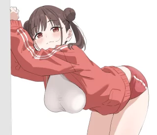 Chiyoko Bending Over in Buruma Against the Wall [Idolmaster]