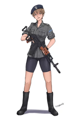 Cute Short Haired Armed Brunette [Original]