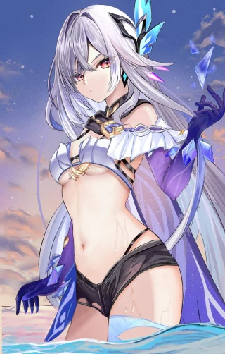 Skirk\'s wet tummy [Genshin Impact]