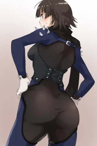 Suit so tight her undies can be seen (kurosususu)